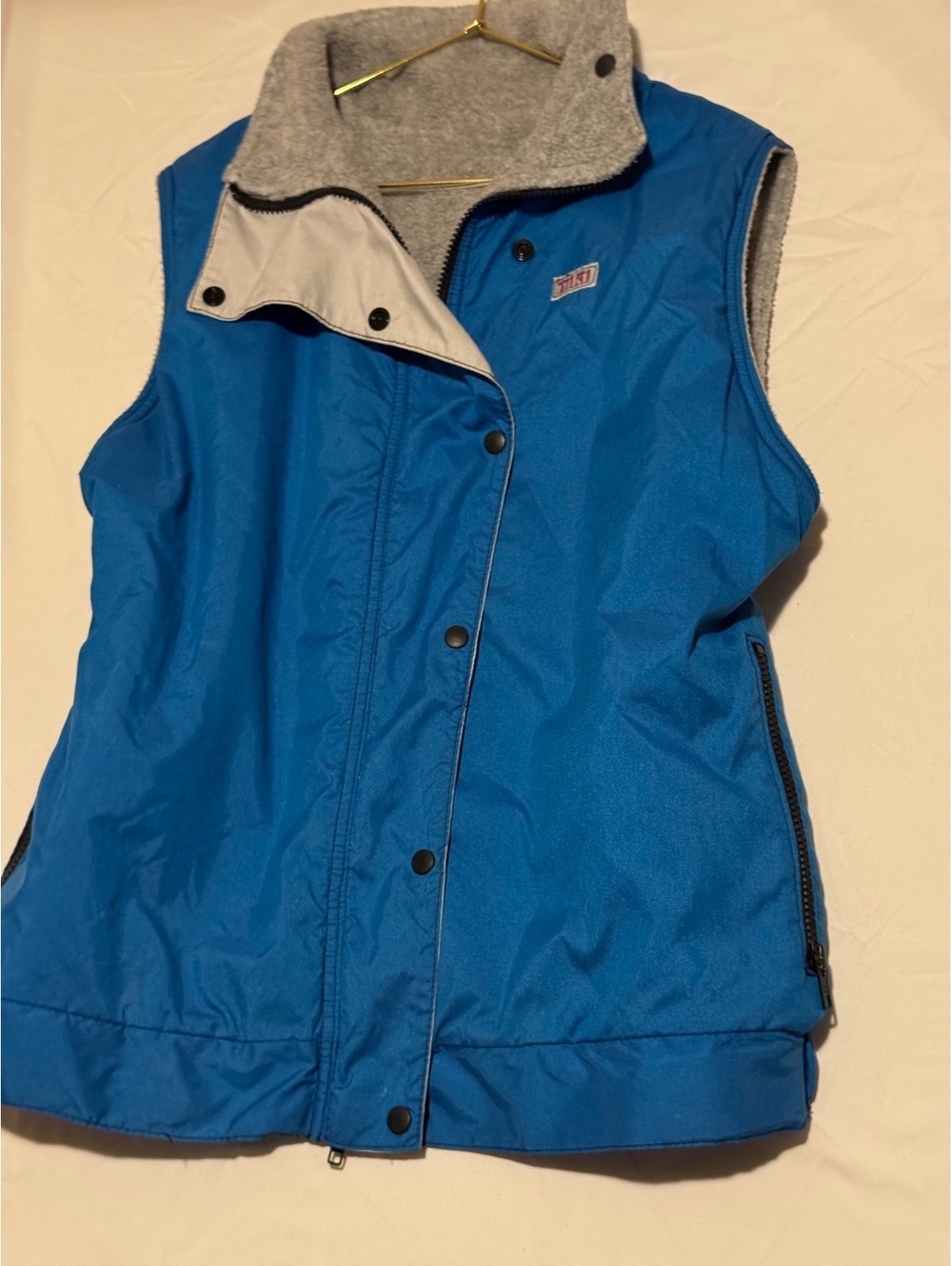 Vintage Niki Royal Blue Reversible Fleece Lined Utility Outerwear Vest Size L